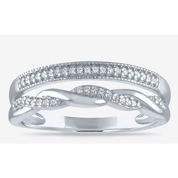 Ladies Diamond natural ring Sterling Silver 925 Band Size 7 - Picture 2 of 3